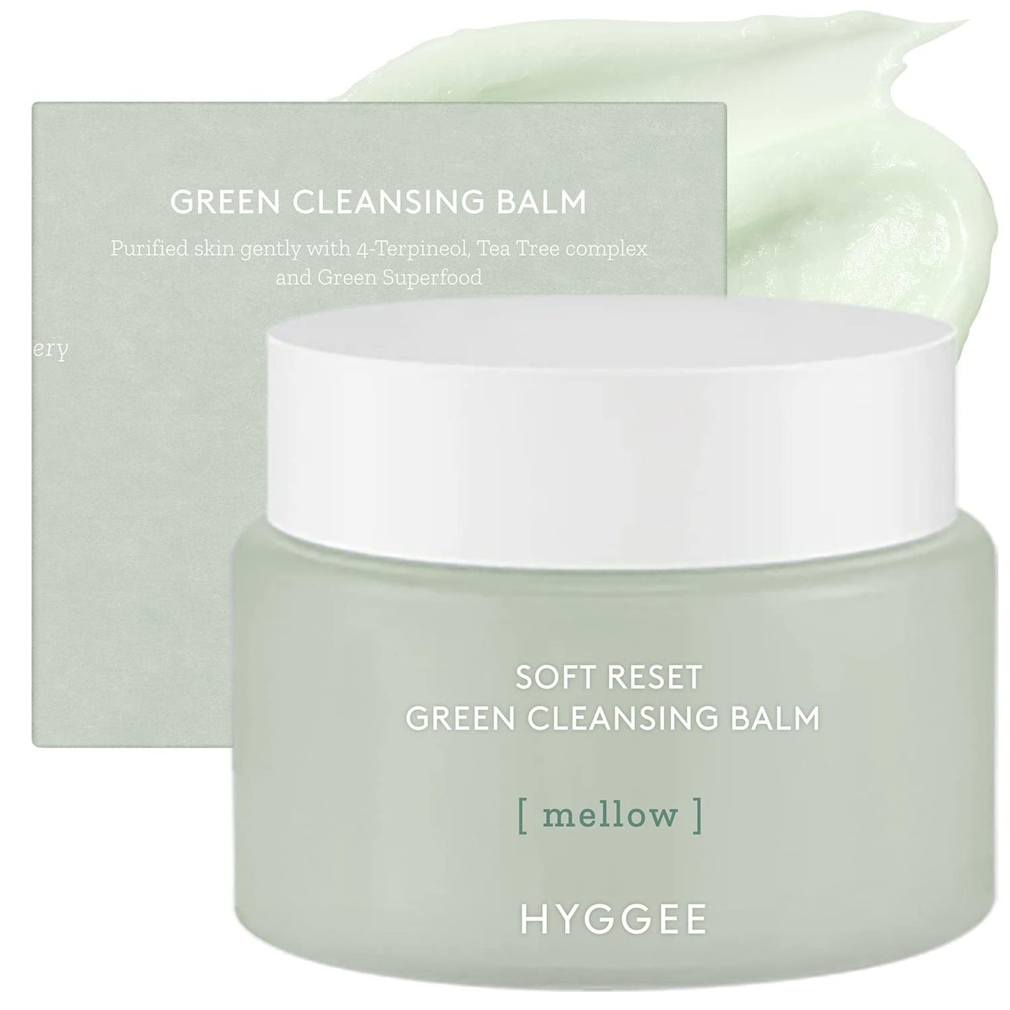 KSBC HYGGEE Soft Reset Green Cleansing Balm - Vegan Gentle Makeup Remover Sherbet Milky Oil Based Cleanser, Tea Tree Extract & Jojoba Oil, Hypoallergenic for Sensitive Skin, 3.38oz.