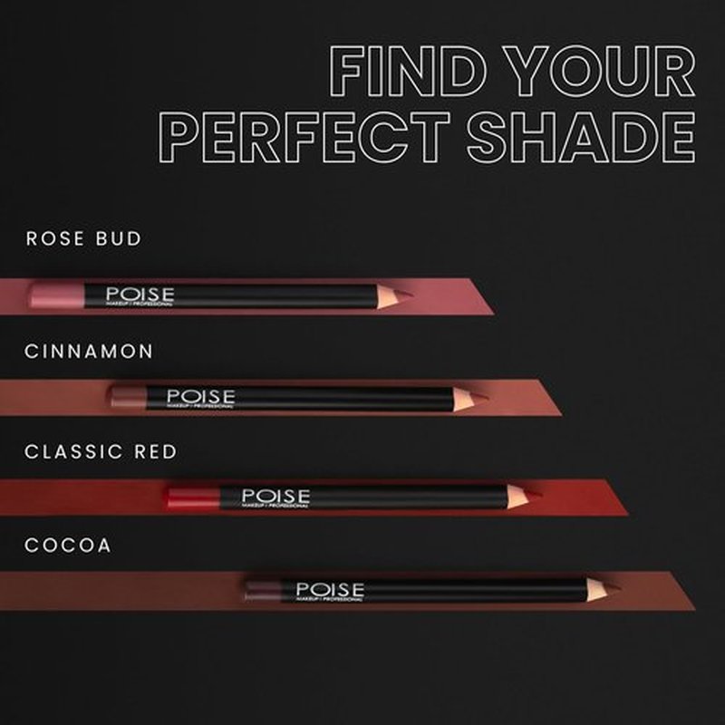 POISE Makeup Lip Liner Pencil | Long-lasting Water-resistant Lip Color Pencil, ROSEBUD (rosy mauve)