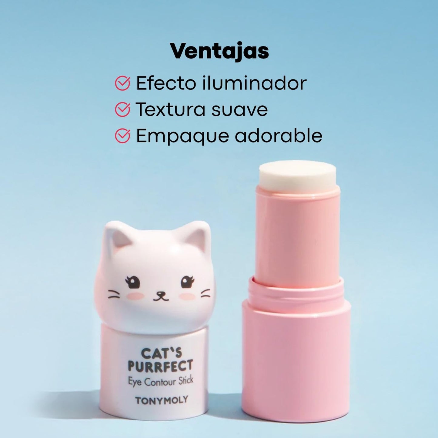 TONYMOLY Cat’s Purrfect Eye Contour Stick – Under Eye Primer & Illuminator for Dark Circles, Puffy Tired Eyes – Pearlescent Brightening, 9g
