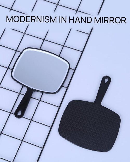 OMIRO Hand Mirror, Large Black Handheld Mirror with Handle, 7.4" W x 10.3" L, Pack of 3