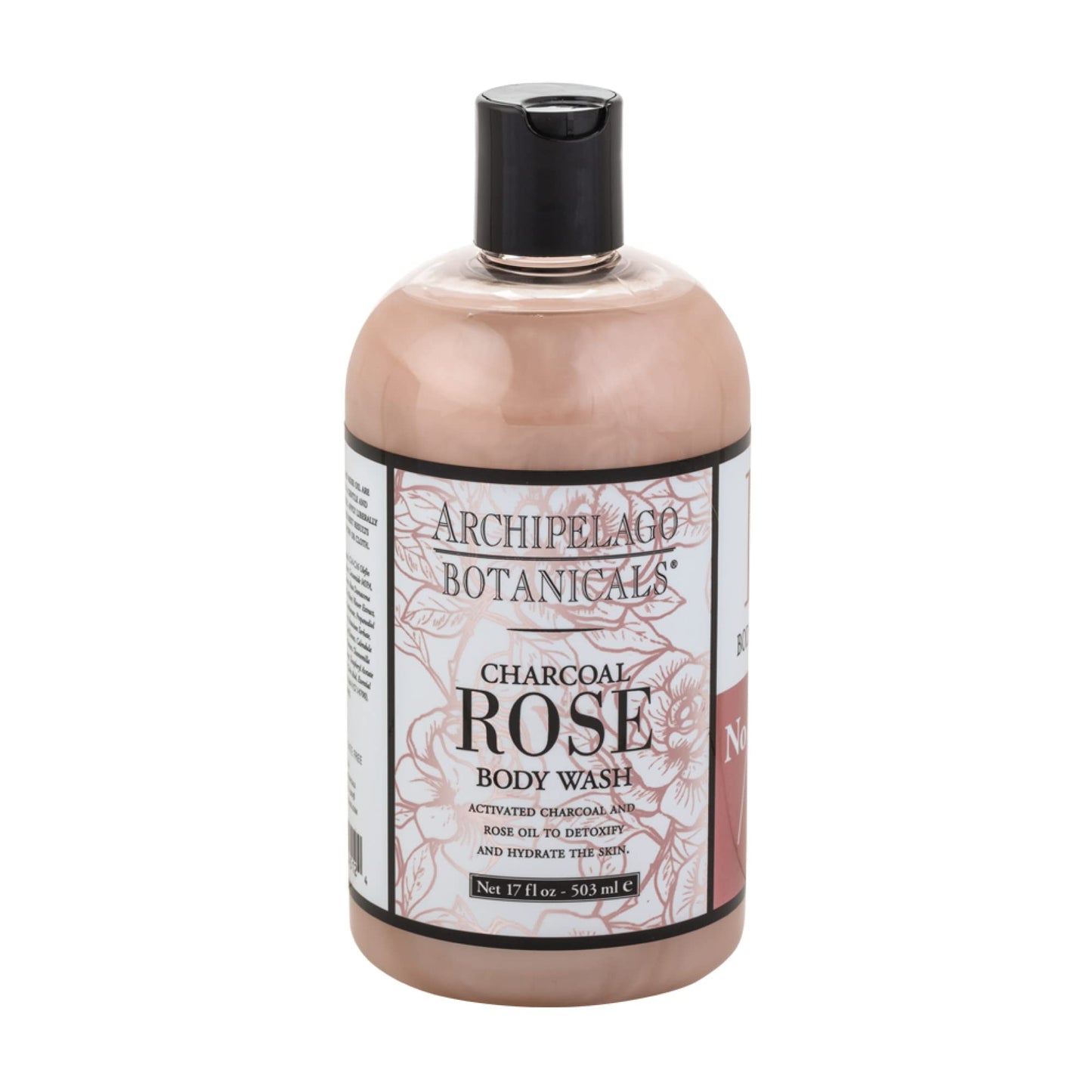 Archipelago Botanicals Charcoal Rose Body Wash, Hydrating Daily Cleanser, Free from Parabens and Sulfates (17 fl oz)
