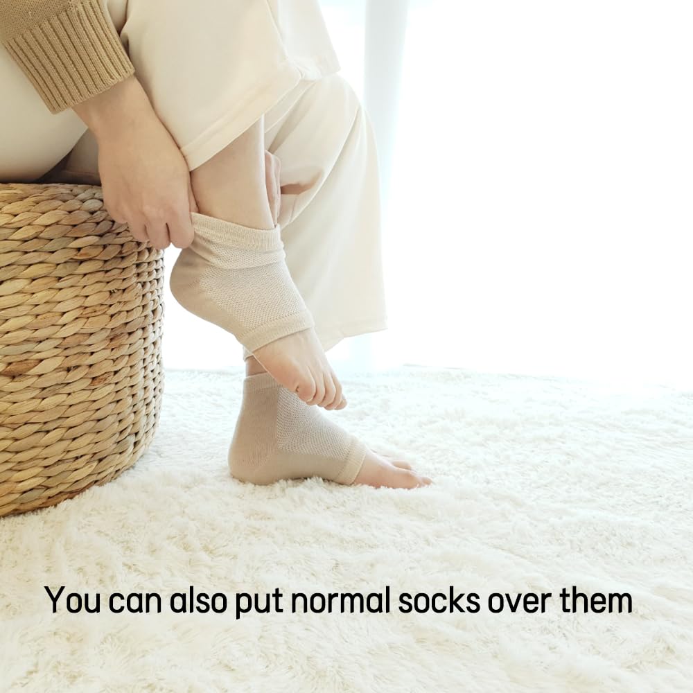 Moisturizing Gel Heel Socks to Repair Dry Cracked Heel - Soften, Soothe, and Revitalize Your Feet, for Men and Women (Black, 2 Pairs)