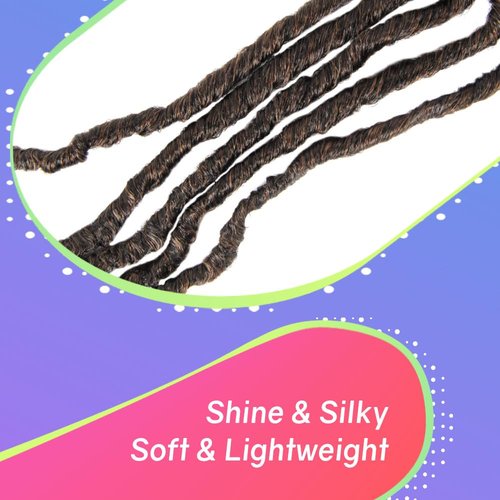 NISEYO NU Soft Locs With Curly Ends 18 Inch 6 Packs, Long Goddess Faux Locs Crochet Hair, T27(Ombre Honey Blonde)