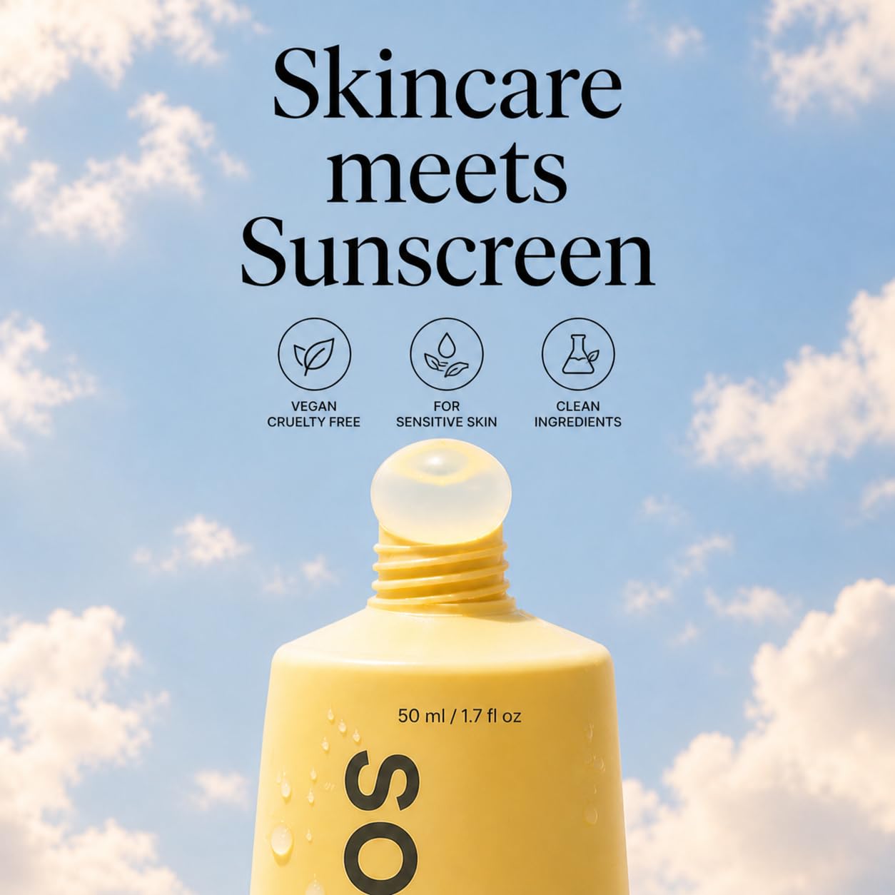 Soomi Skin Centella Sunscreen 50ml SPF 50 Centella Asiatica Korean Face Sunscreen for Sensitive Skin, No White Cast, Lightweight Hydrating Sun Protection, Skin Barrier Repair, Niacinamide