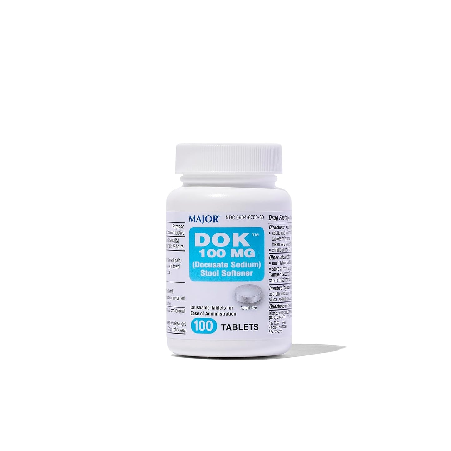 Docusate Sodium 100 mg - Stool Softener Tablets for Constipation Relief | 100 Count for Adults & Kids 12+