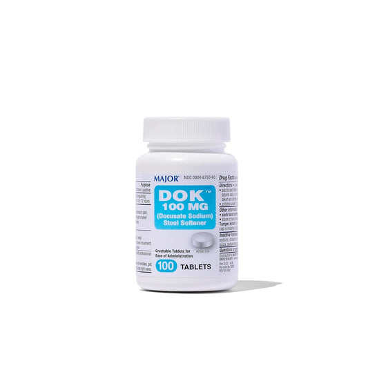 Docusate Sodium 100 mg - Stool Softener Tablets for Constipation Relief | 100 Count for Adults & Kids 12+