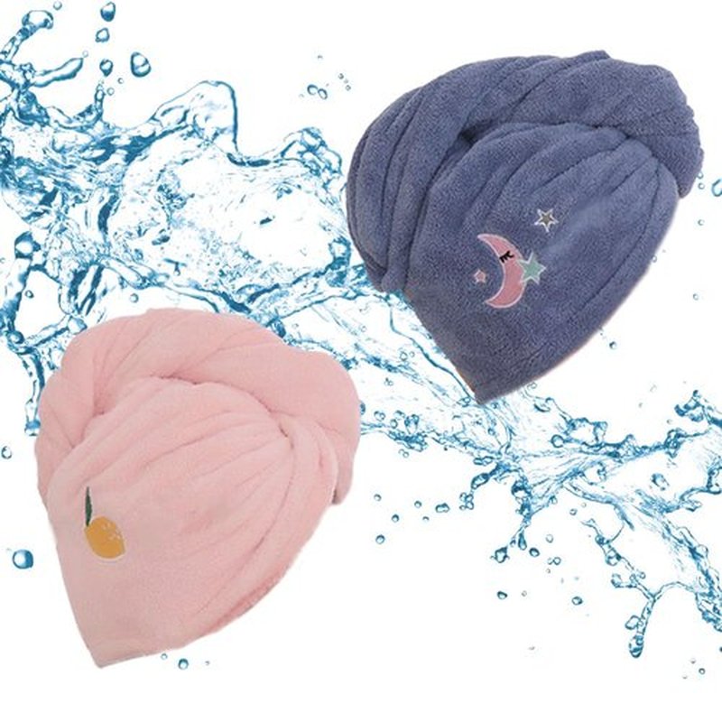 2Pcs Rapid Drying Towel, 2025 New Rapid Drying Towel for Hair with Button, Microfiber Hair Towel for Curly Hair, Rapid Hair Drying Towels for Women Shower (Blue+Pink)