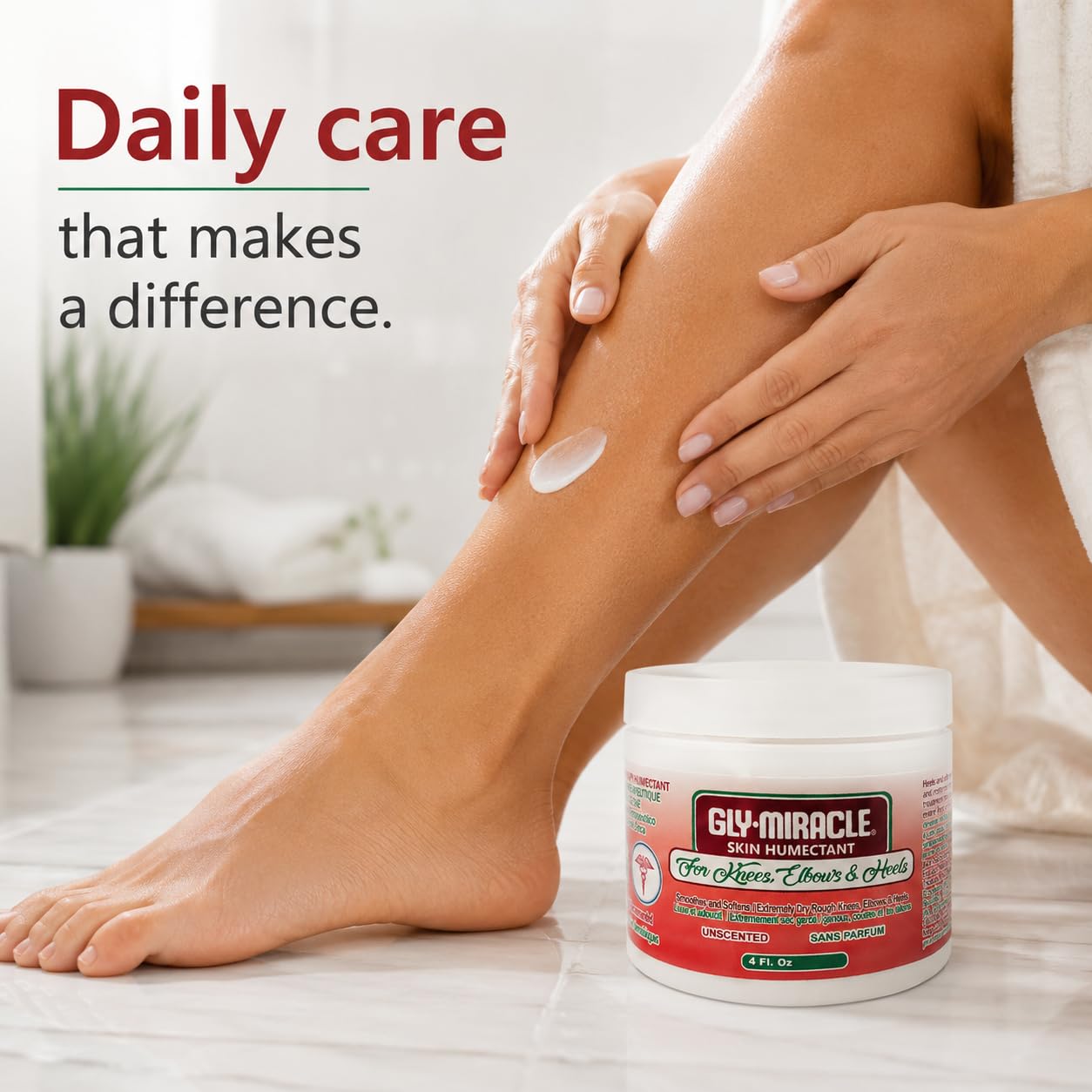 GLY MIRACLE Moisturizing Body Cream For Knees, Elbows & Heels, 4 oz Jar - Non-Greasy Skin Humectant for Extremely Dry Skin, Hands, Body, and Feet, Fragrance-Free with Pure Glycerin Smooths & Softens