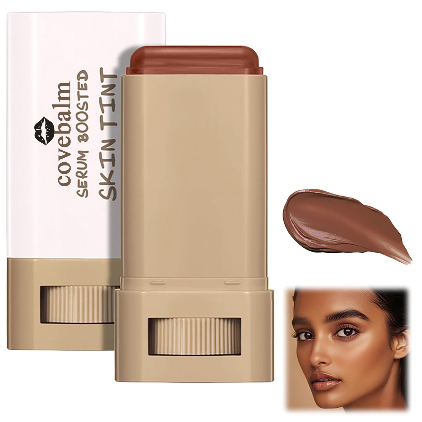 Covebalm Beauty Skin Tint for Black Women, Covebalm Foundation Stick, Beauty Balm Serum Boosted Skin Tint, Concealer Stick Full Coverage Foundation, Tinted Moisturizer for Face (#02)
