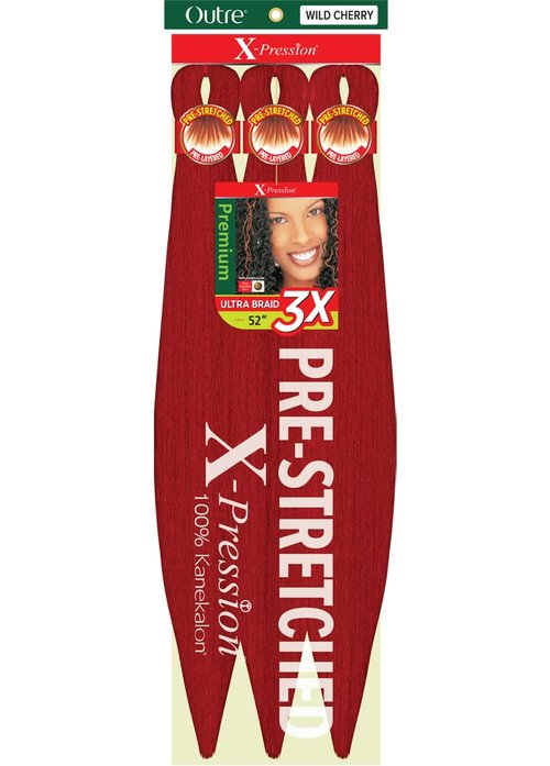 [5 PACK DEAL] Outre X-Pression Braid-Pre Stretched Braid 52" 3X 5 Packs (WILD CHERRY)