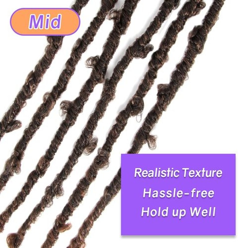 Crochet Butterfly Locs with Curly Ends 14 Inch, Boho Distressed Butterfly Locs Crochet Hair, Ombre Medium Dark Brown Bohemian Goddess Faux Butterfly Braids with Curly Ends (6 Packs, T30)