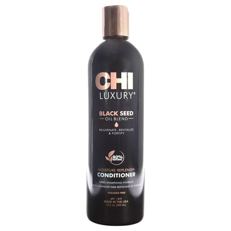 CHI Luxury Black Seed Oil Moisture Replenish Conditioner, Strengthens for Soft Hair, Replenishes Moisture, Sulfate, Paraben & Gluten-Free, 12 Oz