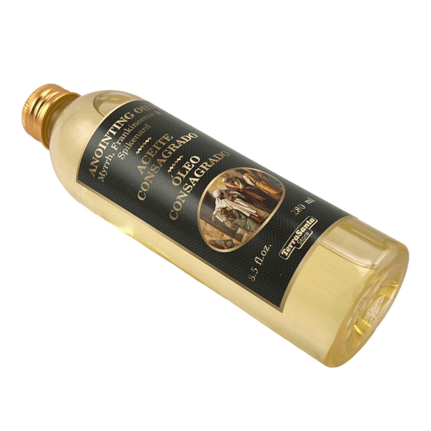 Essential Aromatic Essential Anointing Oil Perfume– Frankincense Myrrh and Spikenard - 8.5fl.oz 280ml – from Jerusalem Holy Land – Plastic Bottle for Personal Prayer Rituals & Spiritual Communion