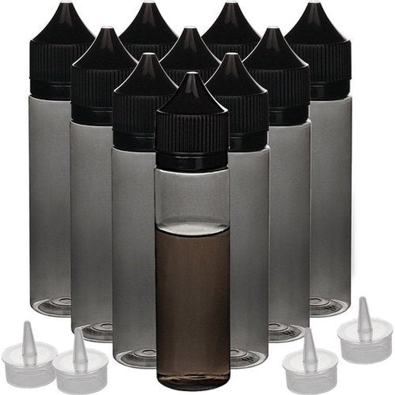 HUIZHU 10pcs empty 60ml PET liquid bottle Unicorn dropper bottle DIY liquid bottle (All Black transparent, 60ML X 10PCS)