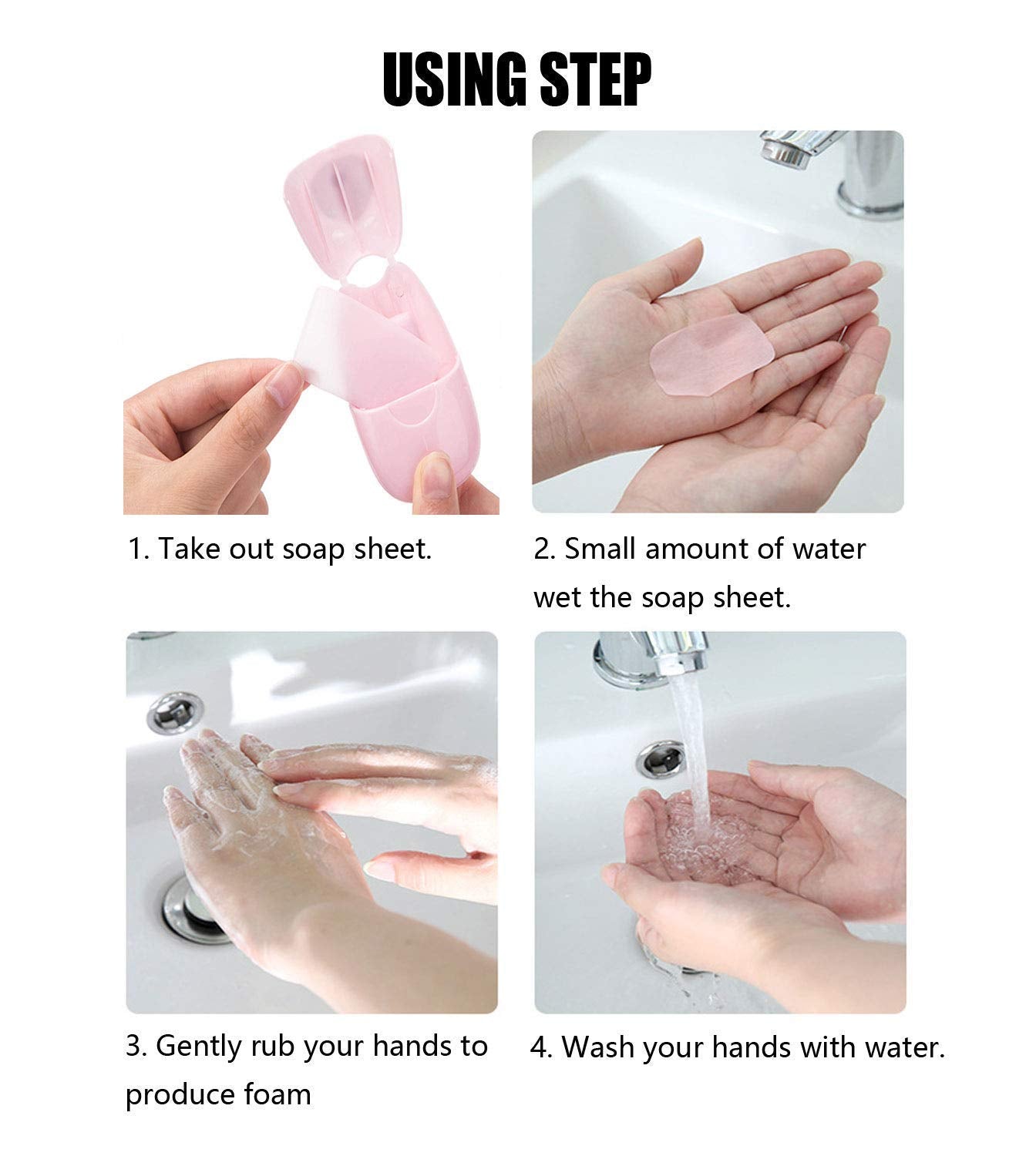 KISEER 1 Box (50 Sheets) Mini Portable Travel Soap Paper Sheets Disposable Hand Washing Bath Scented Paper Soap for Outdoor, Camping Hiking (Blue)