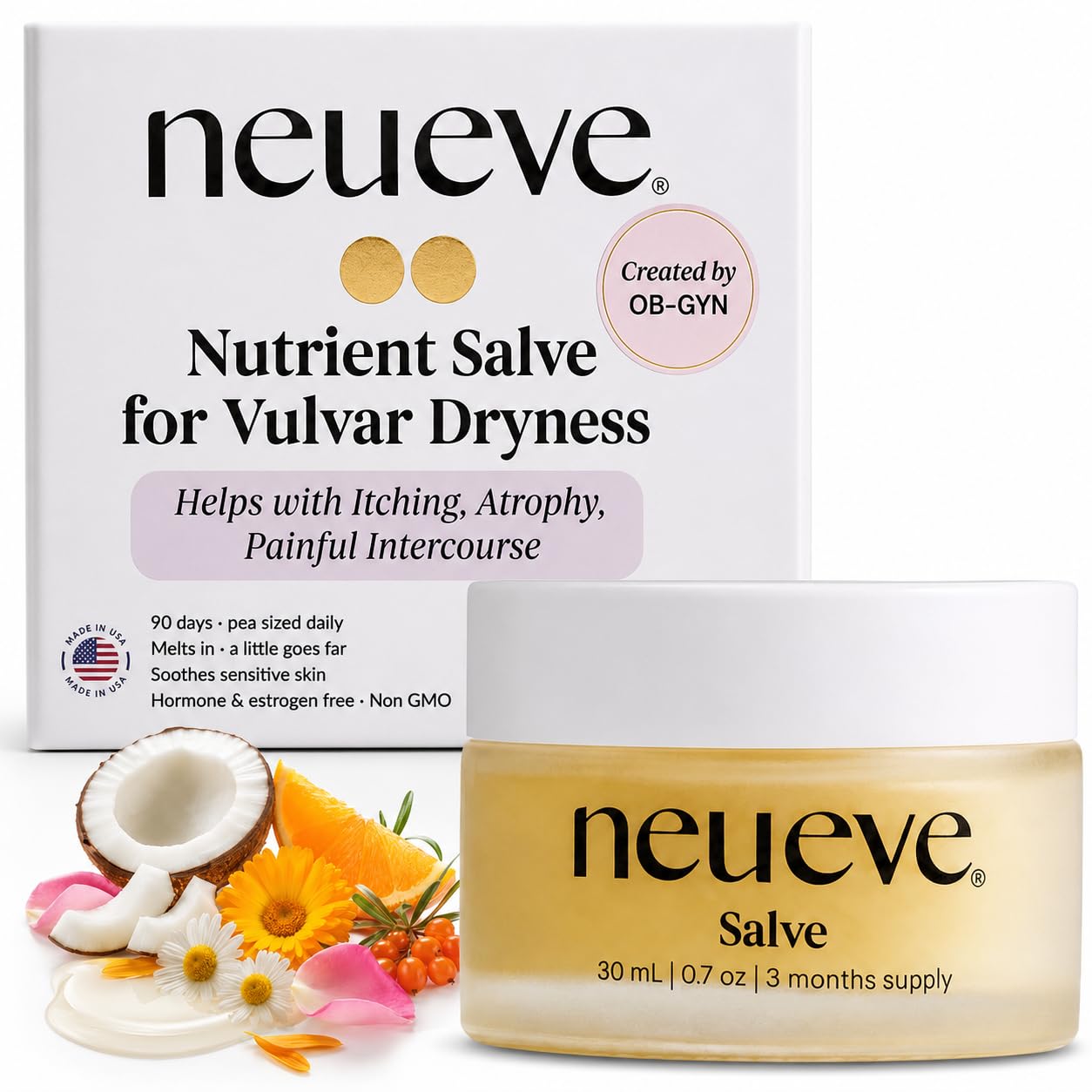 NeuEve Salve for Women Under 70 – Hormone-Free External Moisturizer for Intimate Dryness, 20g Jar (New Packaging)