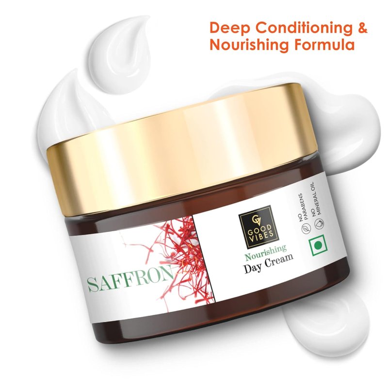 Saffron Nourishing Day Cream - Evens Skin Tone & Hydrates | Lightweight Daily Moisturizer | 1.76 Oz (50g)