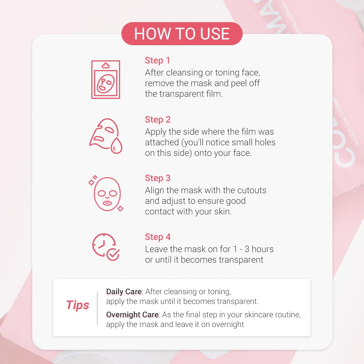 tenzero Rose Peptide Collagen Mask Pack (3 Sheets x 30g), Overnight Hydrogel Mask, Deep Hydrating, Elasticity Enhancing, Anti Wrinkle Lifting, Firming, Nourishing with Collagen, Rose Peptides
