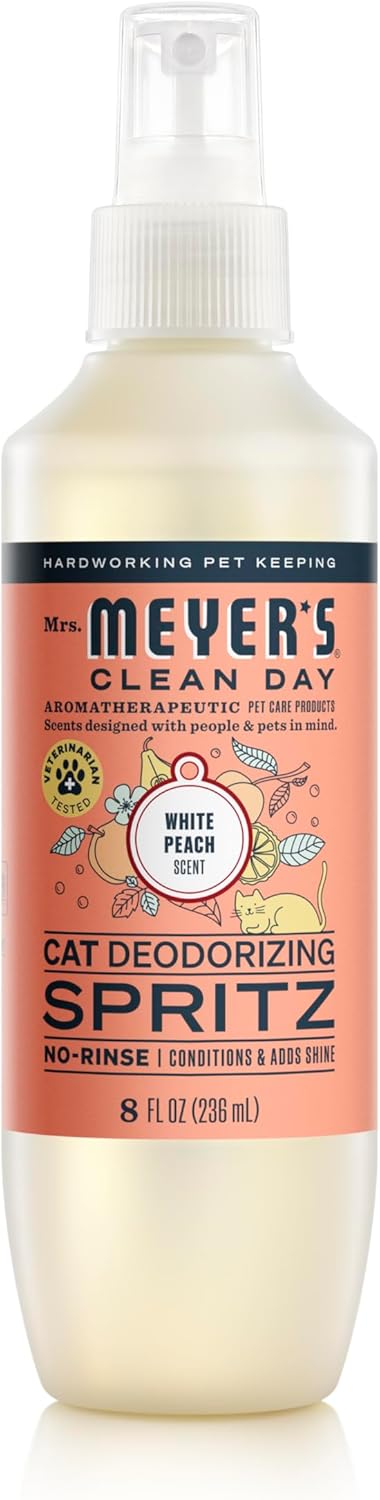 Mrs. Meyer's Cat Deodorizing Spray - White Peach Scent | 8oz Natural Odor Eliminator