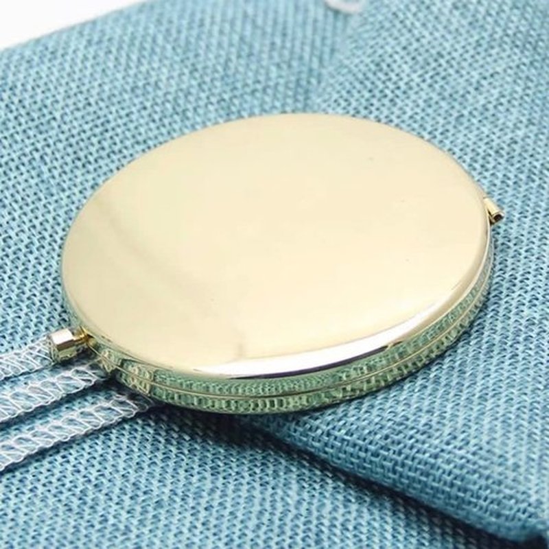 oaiqiy Compact Mirror, Handheld 2.75 Inch Travel Makeup Mirror, 1X/2X Magnifying Round Pocket Makeup Mirror(Gold, 2 Pieces)