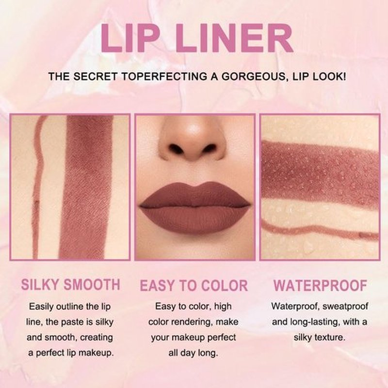 2 in 1 Brown Matte Lip Liner & Lipstick Combination, DNM Metallic Dual Ended Lipstick, Lip Liner, Lip Gloss, 24 Hour all Day Long-Lasting Waterproof Lipliners Pencil for Women Lip Makeup Gift Set 11#