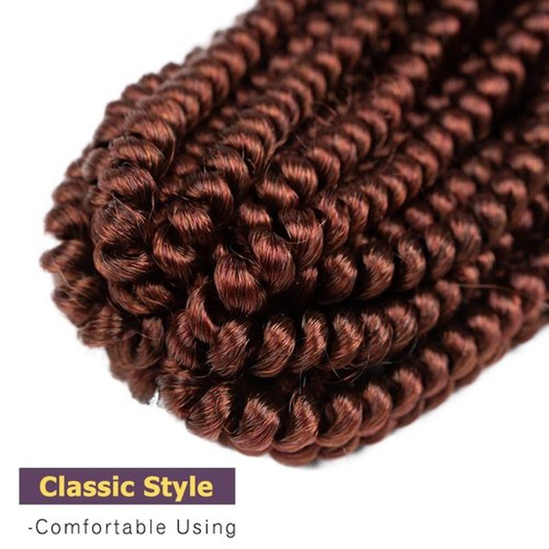 JOEDIR HAIR Spring Twist Crochet Hair 8 Inches 8 Pieces/Pack 350# Copper Red Synthetic Spring Curl for Black Women Brading Hair Extension (Color:CHESTNUT12)