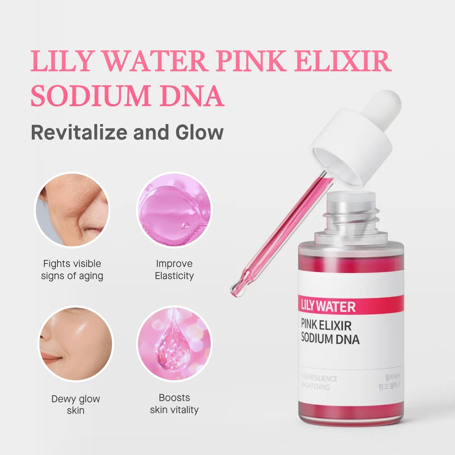 Ph. Hubby Lily Water Pink Elixir Serum with Sodium DNA – Revitalizing Ampoule for Radiant, Dewy Glow Skin (45ml / 1.52 fl. oz)