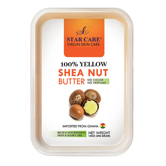 STAR CARE 100% Pure Yellow Shea Nut Butter 14oz Unrefined & Raw Natural Moisturizer for Skin Hair & Lips, African Shea Butter Rich in Vitamins & Antioxidants No Added Color or Fragrance