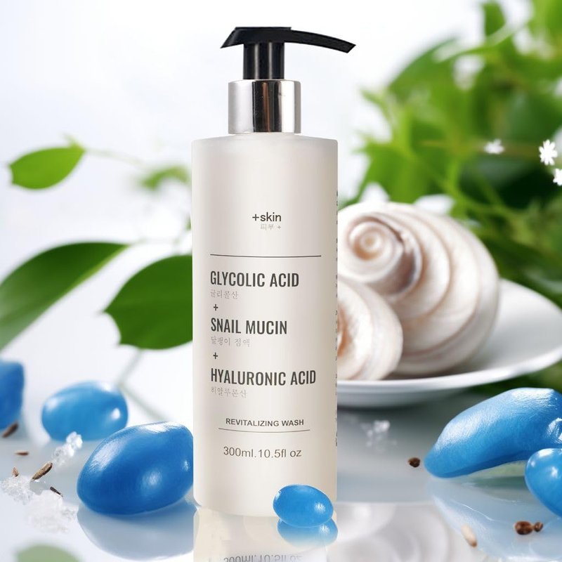 Glycolic Acid Cleanser with Snail Mucin & Hyaluronic Acid - Gentle Exfoliating Face Wash