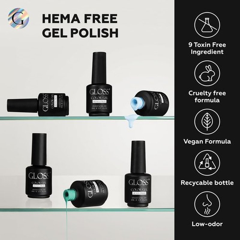 Gloss Blue Gel Nail Polish Set | 6 Pcs Hema Free Gel Polish with Light Blue, Baby Blue, Blue, Teal, Aquamarine & Pastel Green Colors, UV LED Gel Polish, DIY Nail Manicure at Home Gifts for Girls
