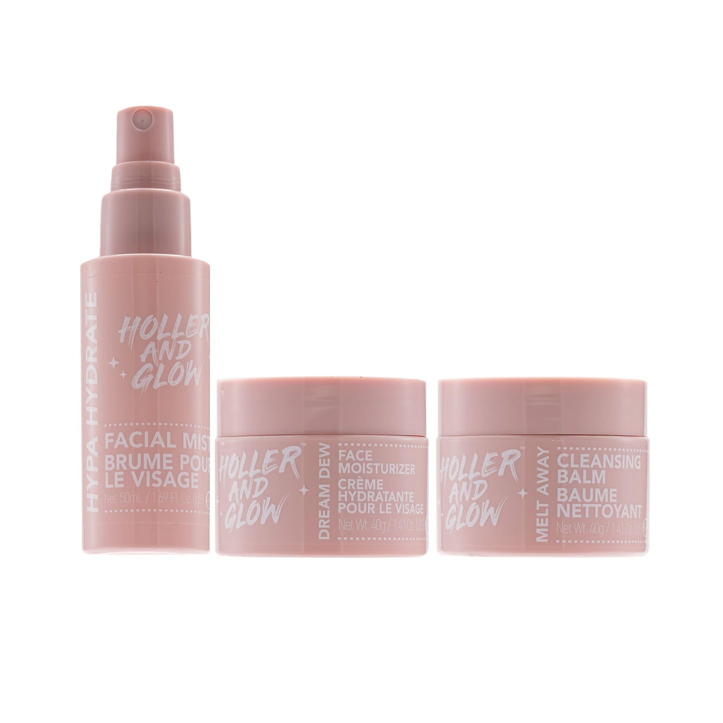 Holler And Glow Rest And Reset Cleansing Balm, Facial Mist And Moisturizer Set, Hydrating Face Spray, Cleanser & Makeup Remover, Nourishing, Stocking Stuffer For Teen Girls, 3 Piece Easter Gift