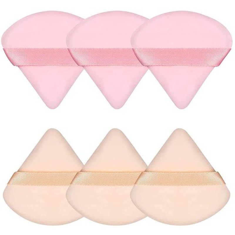 Pimoys 6 Pieces Powder Puff Face Triangle Makeup Sponge Soft Powder Puffs for Loose Powder Beauty Blender Foundation Sponge Setting Powder Puff Makeup Tool, Stocking Stuffers Gift for Women