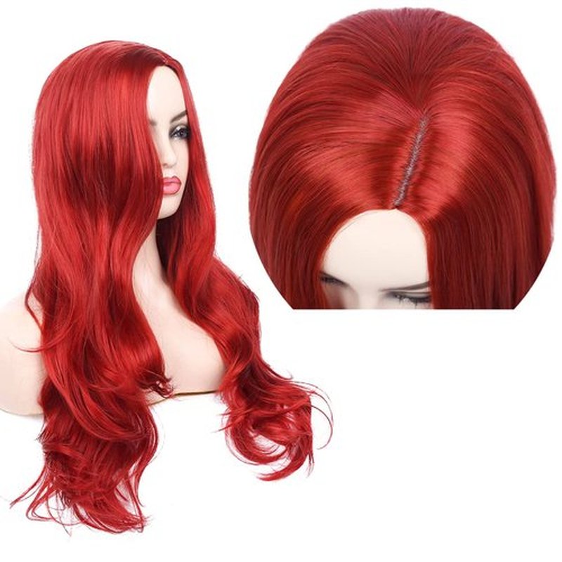 Wiwige Red Wig Long Curly Wavy Wigs for Women Side Part Natural Synthetic Heat Resistant Cosplay Party Wig
