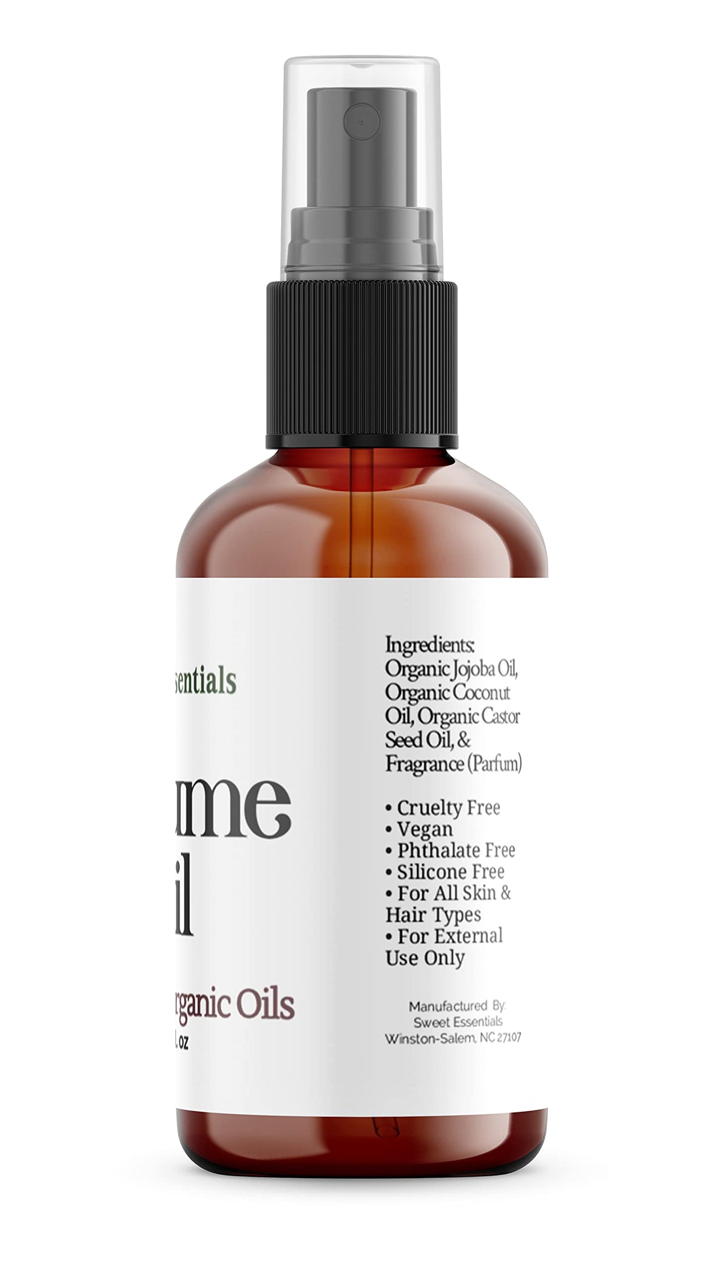Sweet Essentials EGYPTIAN MUSK Perfume Oil, Made with Organic Oils, 2oz, Spray on Perfume Hair & Body Oil - Alcohol, Silicone & Preservative Free