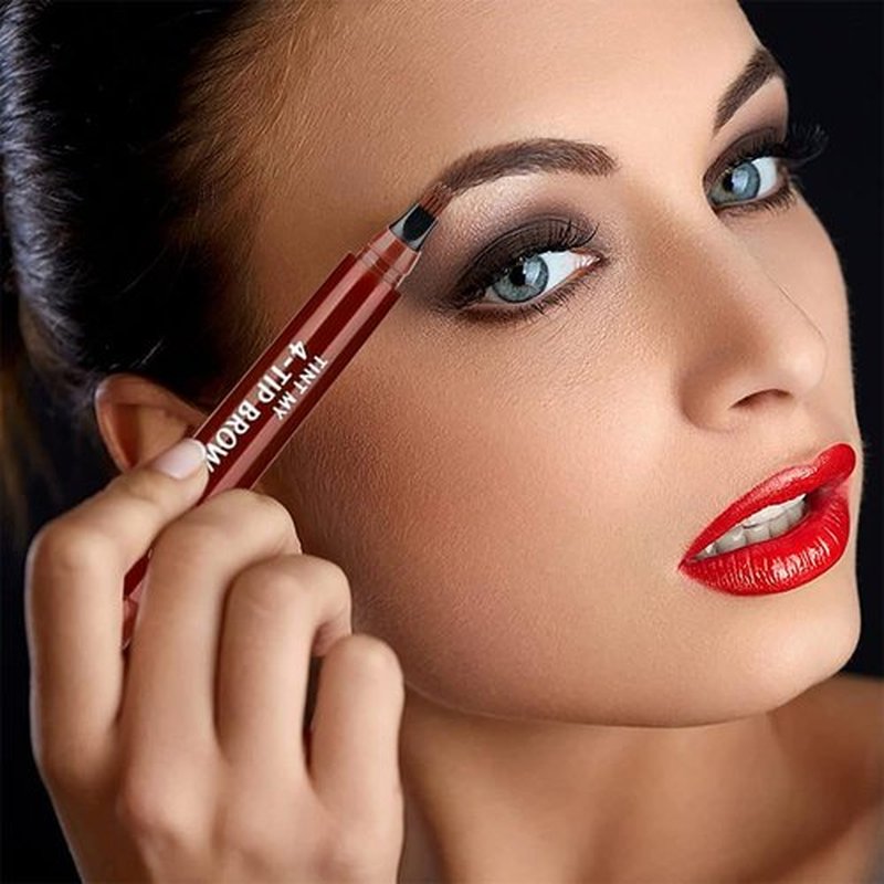 2025 New 2PCS Magic Eyebrow Pencil, 4-Tip Microblade Brow Pen Magic Eyebrow Pencil, Waterproof Microblading Eyebrow Pencil Contouring Pen Natural Gap Filling Eyebrow Makeup Brow Pen (Red Brown)