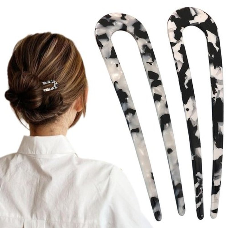 French Hair Pin, 2024 New U-Shaped Hair Pins for French Twist Hair, French Twist Hair Pins/Hair Fork for Thick Hair Buns Chignons, French Pins Hair Clips Hair Style Accessories for Women (D)