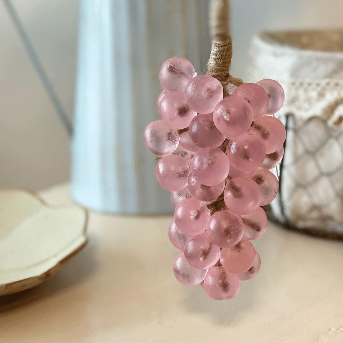 Grape Soap on a Rope, Handcrafted Grape Cluster Shaped Soaps, DIY Exquisite Home Decor and Gift Choice for Hand Washing & Air Freshening (Pomegranate)