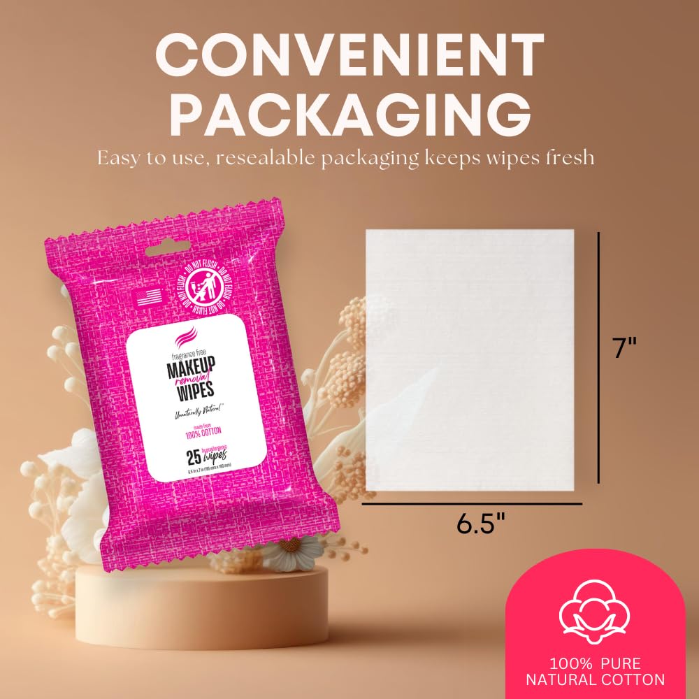 Swisspers Premium Makeup Remover Wipes – 25 Count (Pack of 3) – 100% Cotton – Soft, Gentle, and Effective Wipes for Effortless Makeup Removal