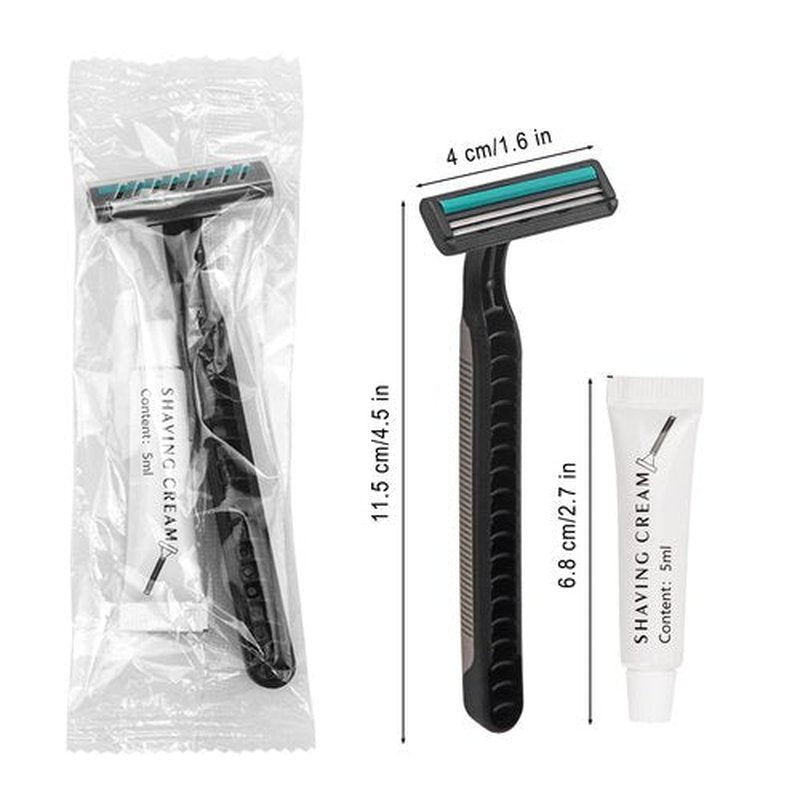 Disposable Razors In Bulk, Bulk Razors With Knife Cap, Gray, Individually Packaged Disposable Razors Bulk With Shaving Cream For Hotels, Homeless, Nursing Homes, Charities (Pack-60)
