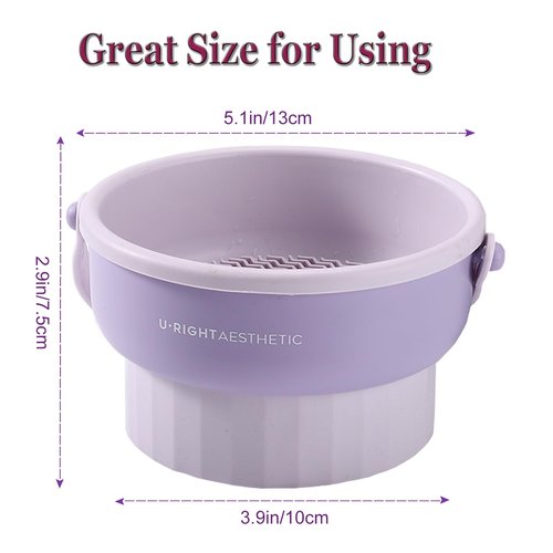 UPTOZOBLY 3 in 1 Brush Cleaning Mat with Brush Drying Holder, Silicone Makeup Brush Cleaner Mat Make Up Brush Cleaning Bowl Cosmetic Brush Washing Tool for Makeup Brush, Sponge, Powder Puff (Purple)