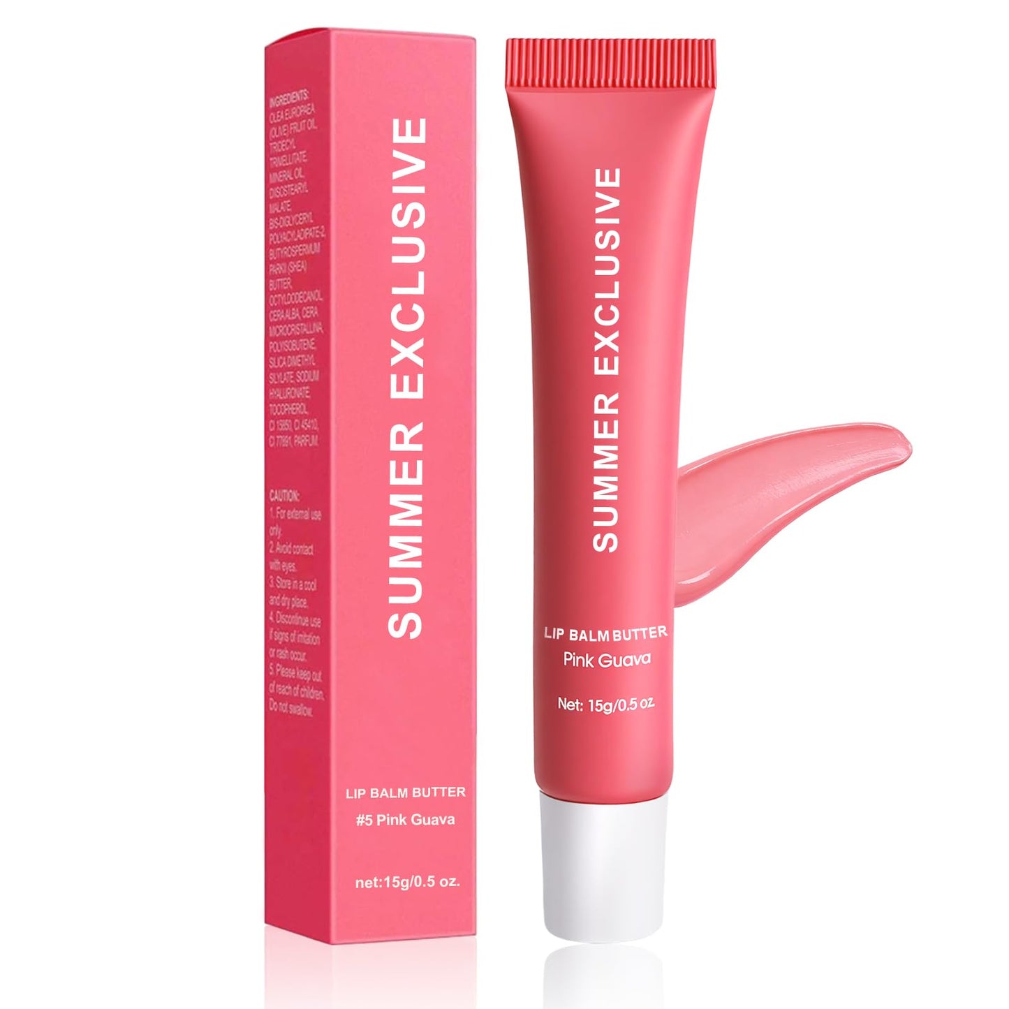 HULYHDP Summer Butter Lip Balm, Long-lasting Hydrating and Moisture, Natural Glow Non-Sticky Transfer-Proof, Nourishing for Dry Lips, Women-Focused Lip Care with Shea Butter (#Pink Guava, 1Pcs)