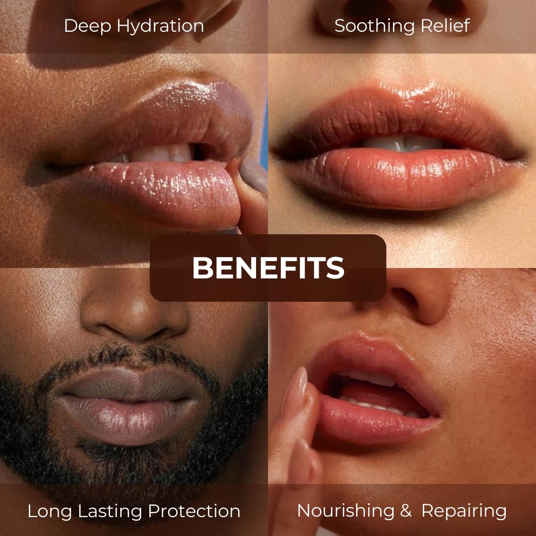 RaGaNaturals Natural Chocolate Lip Balm - Beeswax, Shea Butter, Jojoba Oil, Vitamin E - Smooth, long lasting Hydration, Moisturization for Dry & Cracked Lips - Gift -Handmade in USA (4 Pack)