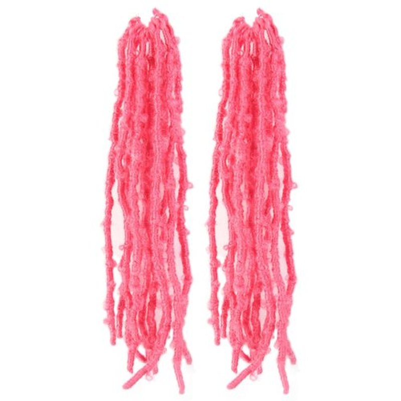 BOHOBABE 2 Packs Pink Butterfly Locs Crochet Hair 12 Inch Butterfly Faux Locs Crochet Hair Short Distressed Locs (2 Packs, Pink)