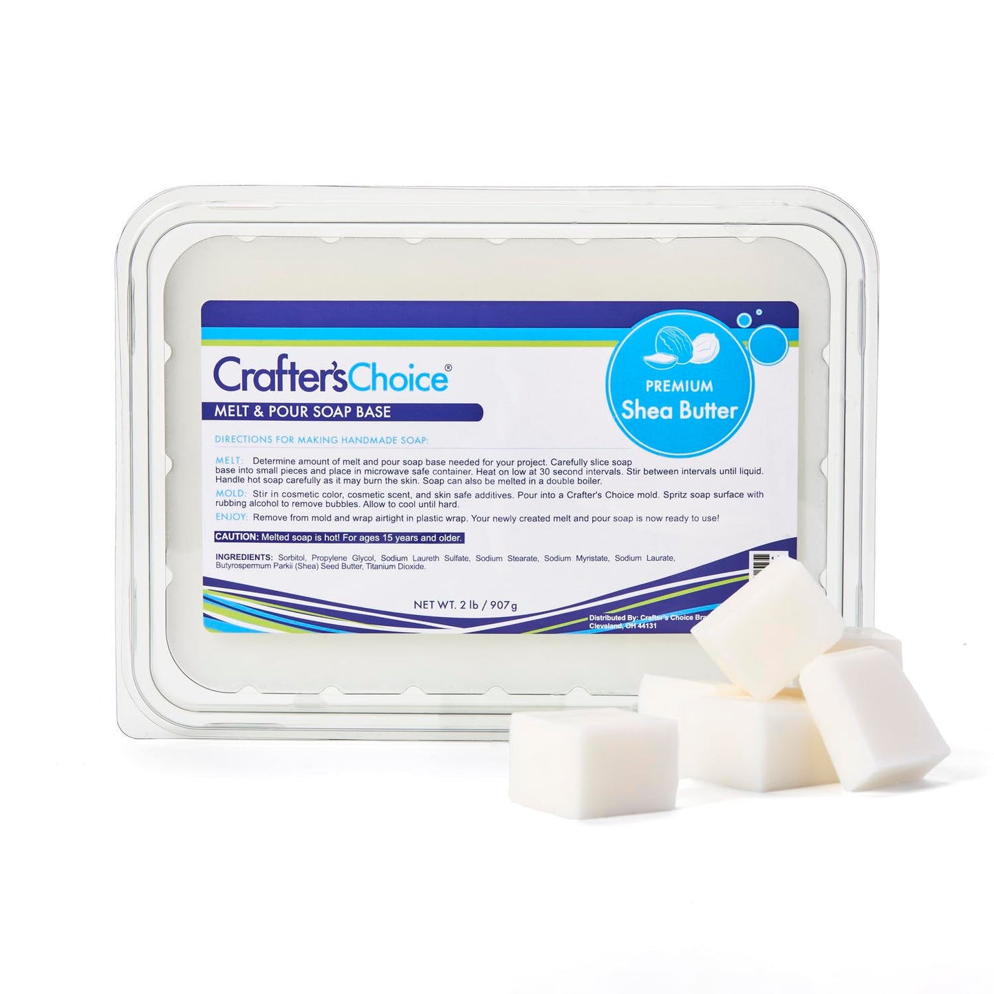 Crafter's Choice Premium Glycerin Melt and Pour Soap Base for Soap Making and DIY Crafting Projects, 2LB Block (Shea Butter)