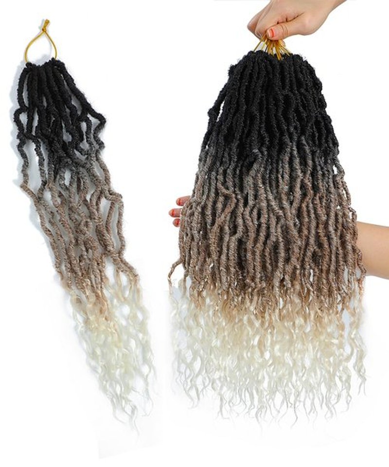 Faux Locs Crochet Hair (18 Inch) XCRUIQO Soft Locs with Curly Ends Goddess Locs Synthetic Boho Crochet Faux Locs for Women Pre Looped (7 Packs, Pearl Silver)