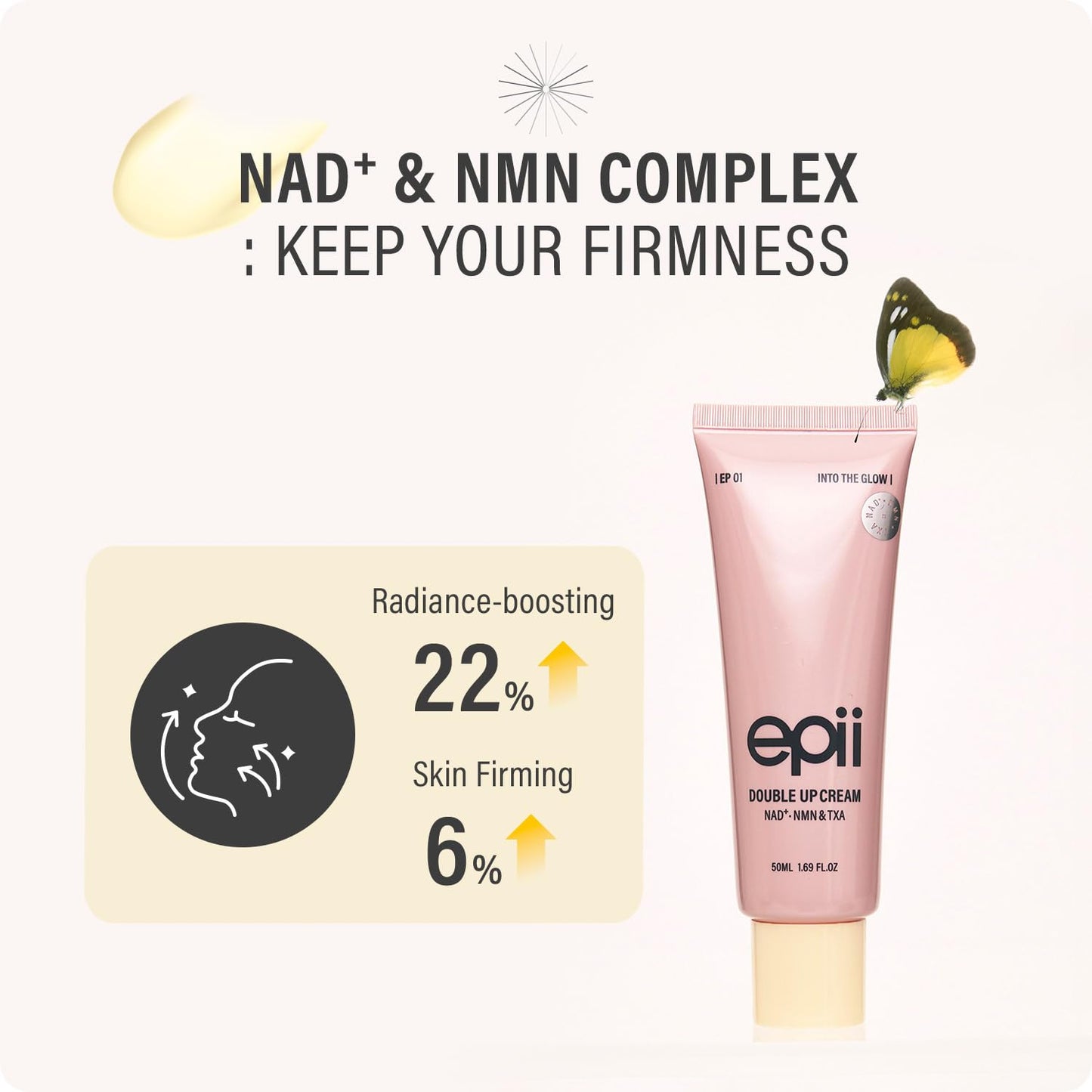epii Double Up Cream - Firming Face Moisturizer for Aging Skin with NAD+ NMN TXA Niacinamide & 15% Squalane - Korean Skincare Face Cream for Dark Spots Uneven Tone Dull & Sensitive Skin 50mL