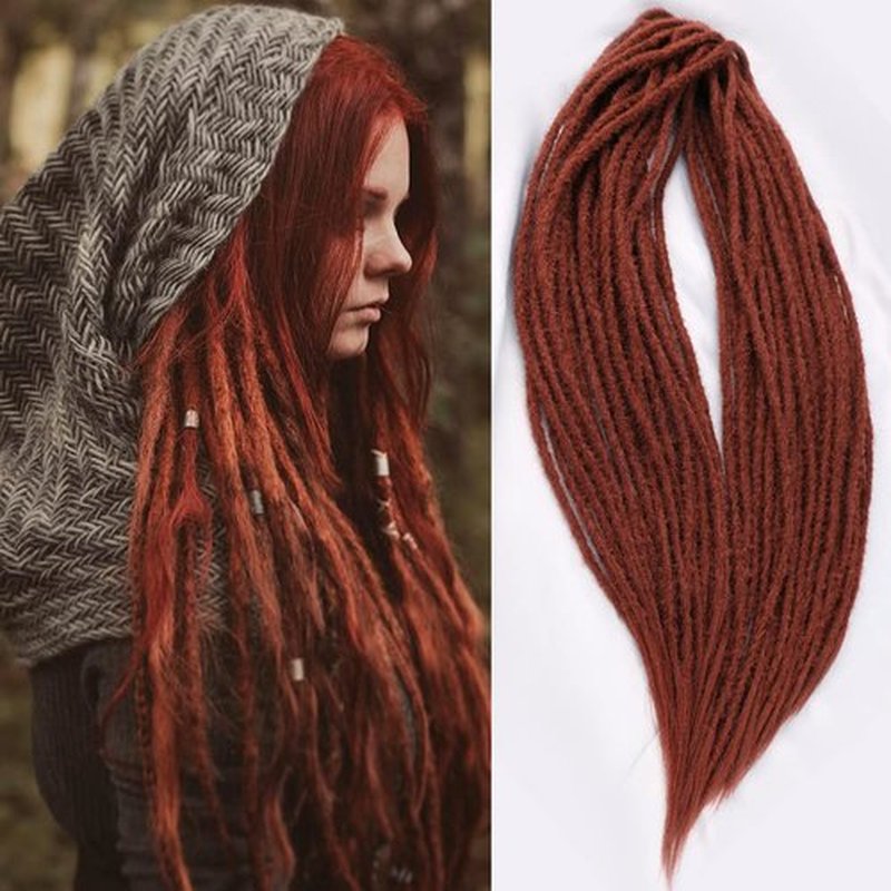 DAIRESS 24 Inch Double Ended Dreadlock Extensions Synthetic Dreads 5strands/pack Synthetic Braids Thin 0.6cm Soft Handmade Reggae Hair Hip-Hop Style Dread Extensions Locks Hair(5strands/pack.350#)
