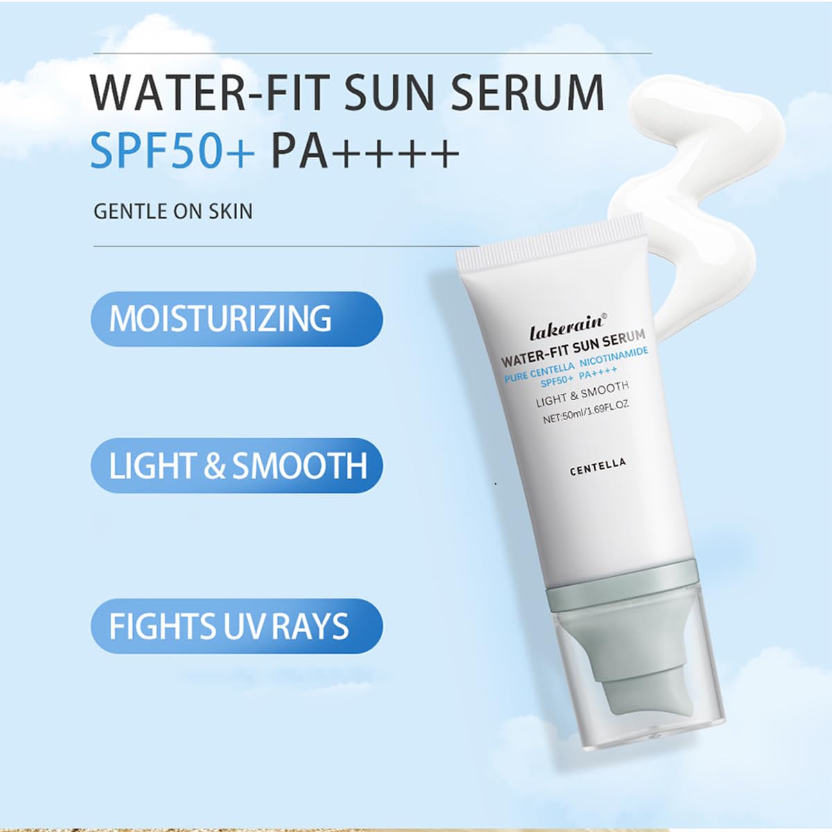 Centella Sunscreen SPF 50,Centella Hyalu Cica Water-Fit Sun Serum,2 Pcs