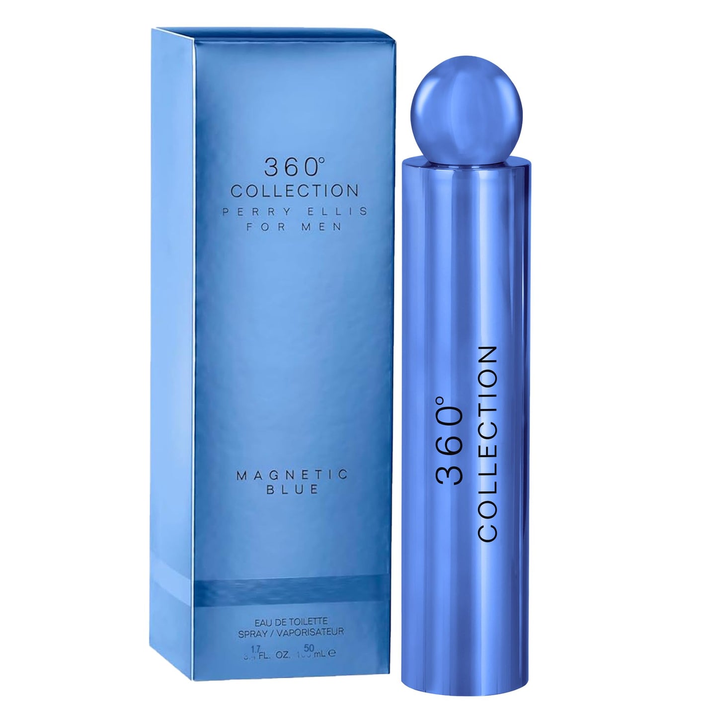 Perry Ellis 360° Collection Magnetic Blue Eau De Toilette Spray for Men - Mens Cologne, Long Lasting Perfume, EDT, Fragrance with Notes of Juniper, Musk & Oak Wood - 1.7 fl oz (50 mL)