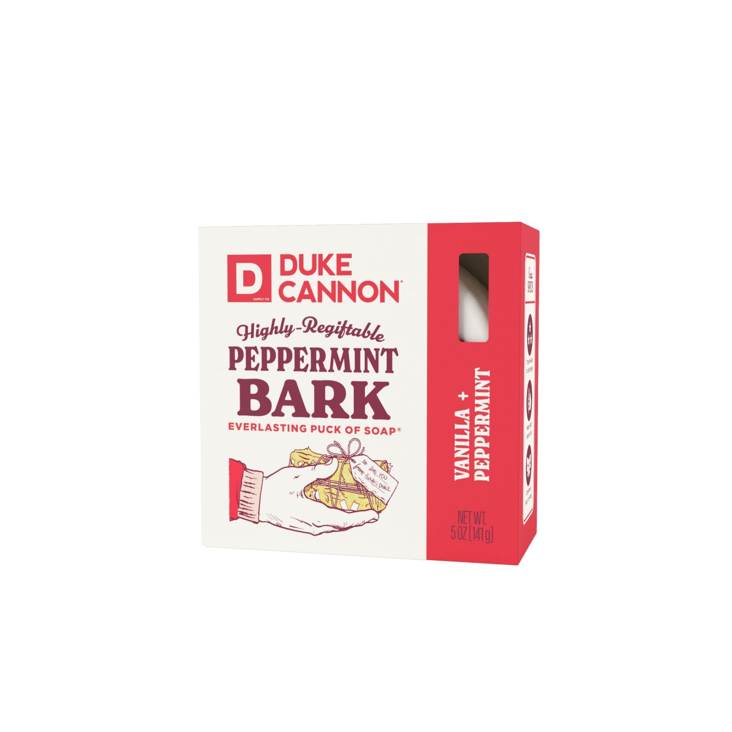 Duke Cannon Peppermint Bark Soap for Men – Refreshing Holiday Scent, Long-Lasting Puck of Soap, 5 oz Bar